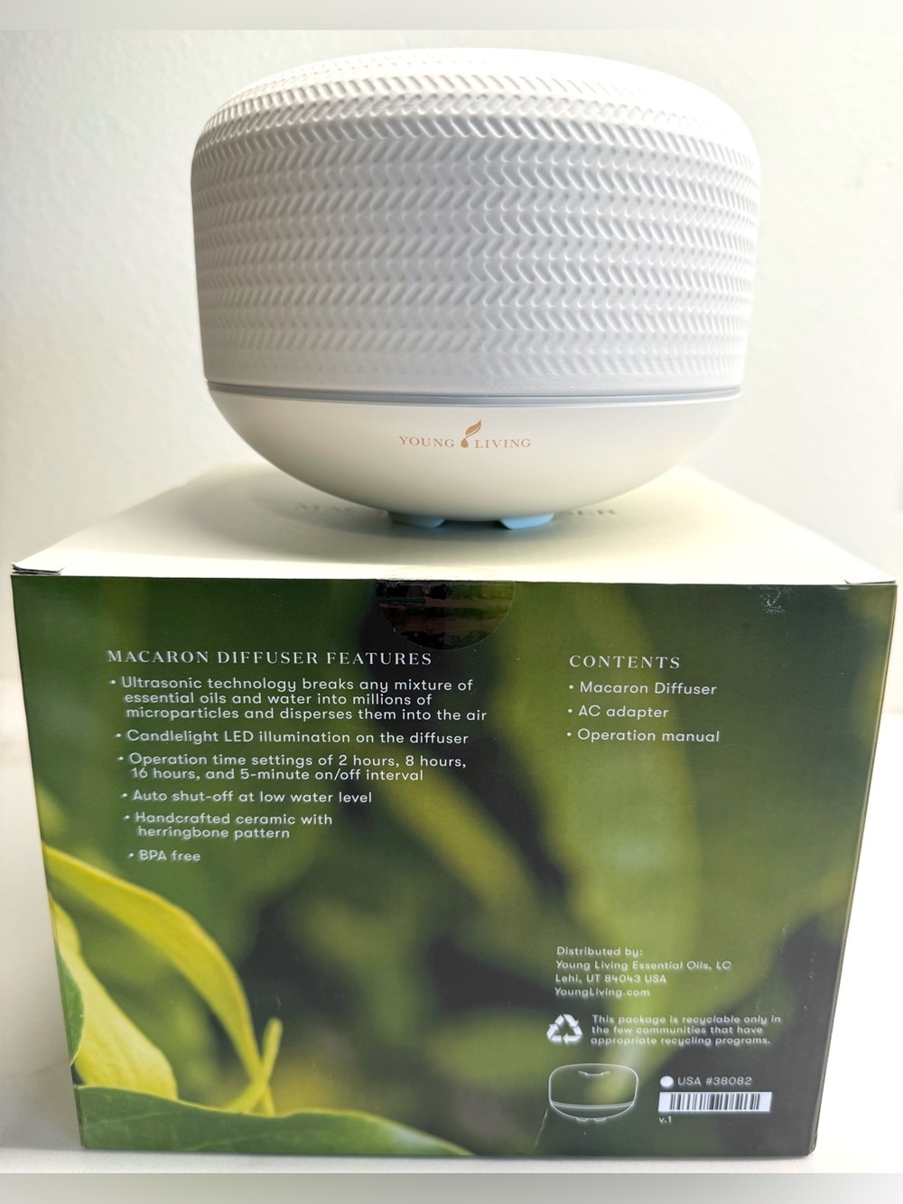 Young Living Macaron Essential Oil Diffuser White Ceramic New In Box